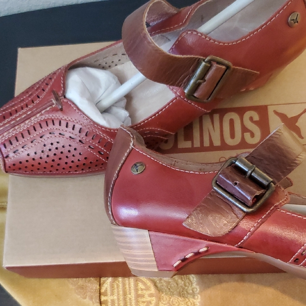 🦋NIB Pikolinos Red Leather Mary Jane Shoes - Picture 7 of 16